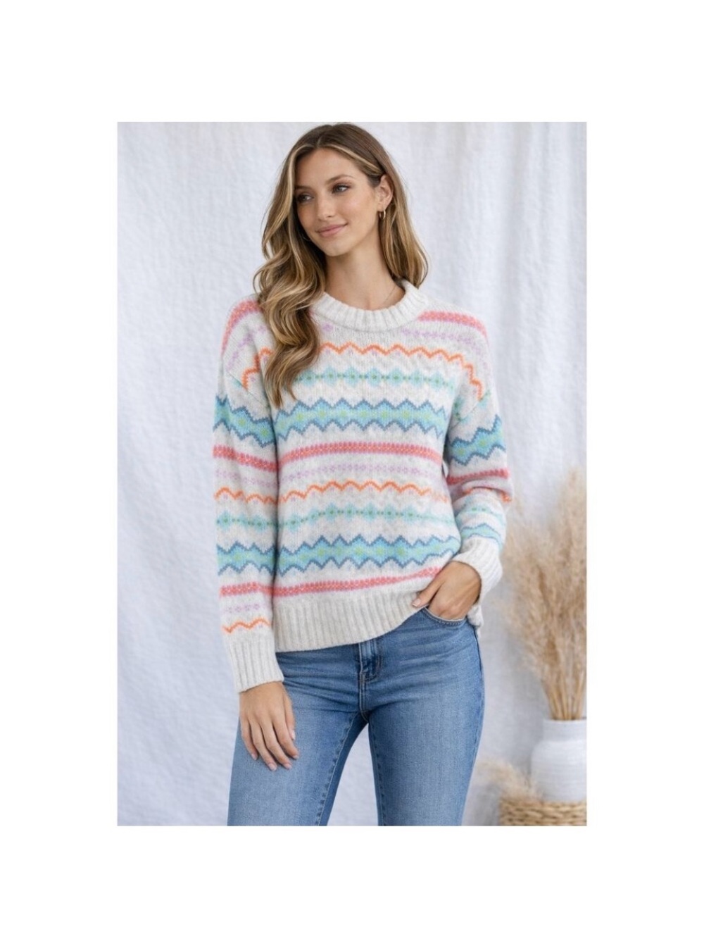 American Eagle Outfitters Multicolor Chevron Stripe Crewneck Sweater